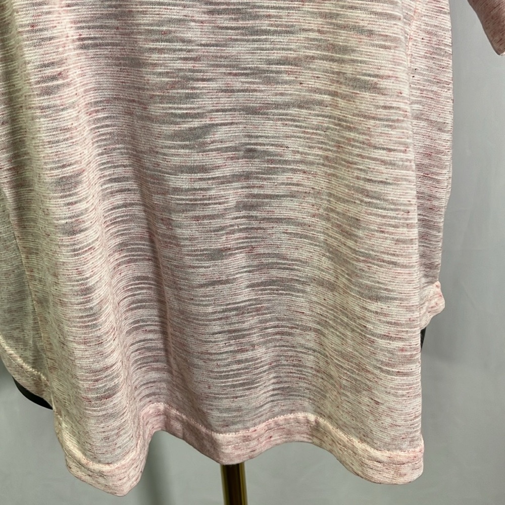 Kori Pink Space Dyed Patchwork Split Neck Oversized Short Sleeve Top - Picture 8 of 16